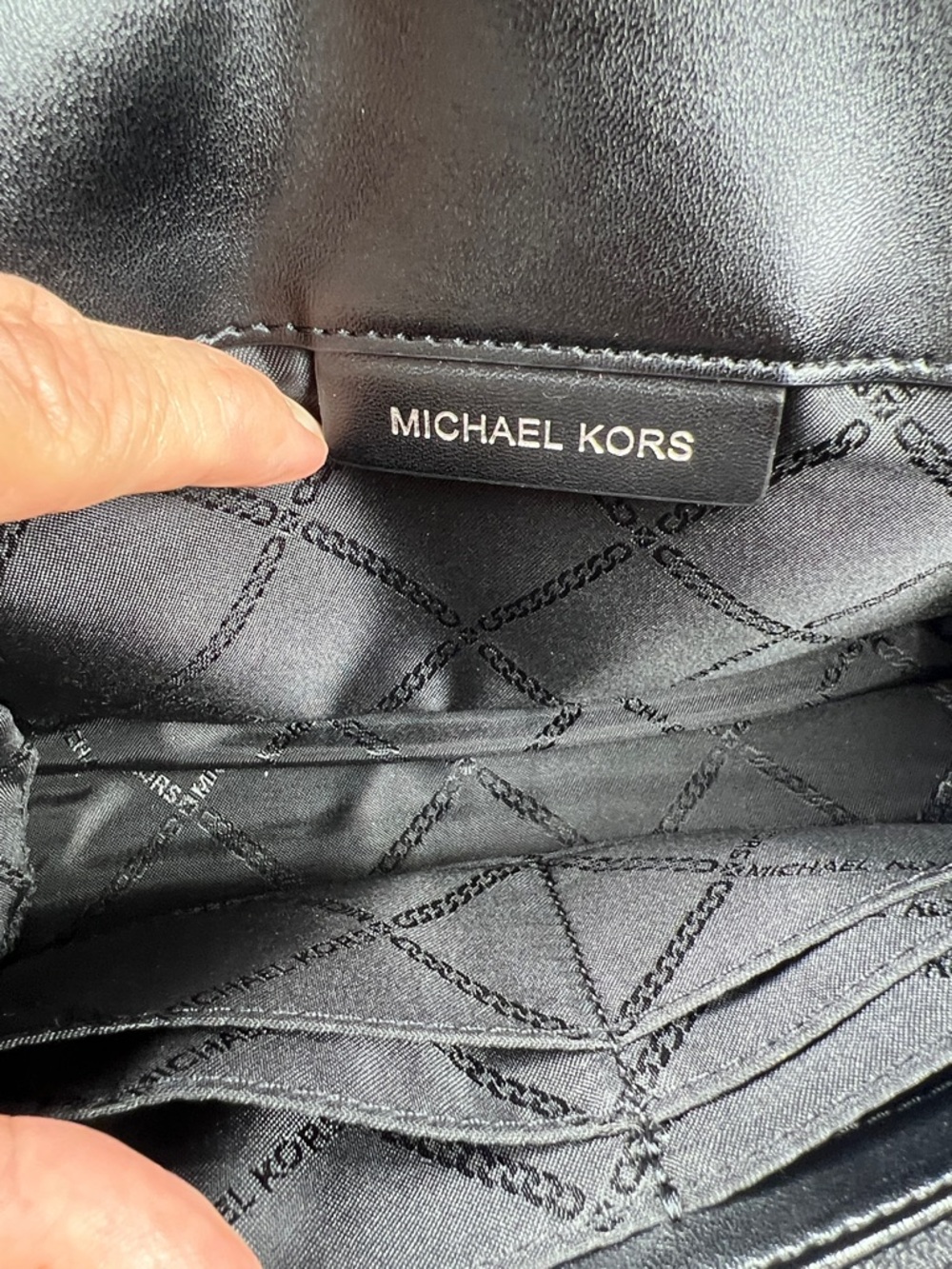 Michael Kors Penelope Medium Leather Clutch Black Crystal Buckle EUC - Picture 10 of 11